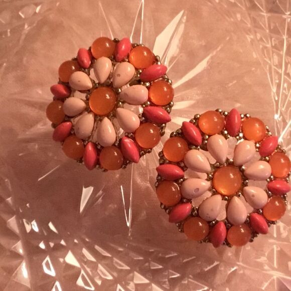 $8 ea. or 3/15. Orange and Peach Pierced Earrings - Picture 1 of 6